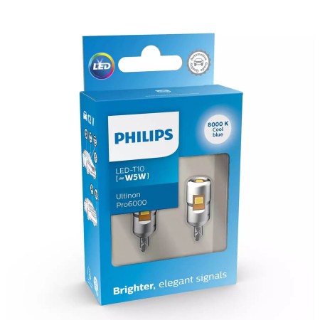 ΛΑΜΠΑ LED PHILIPS W5W 12V 0.7W Ultinon Pro6000 SI 8000K 2ΤΜΧ