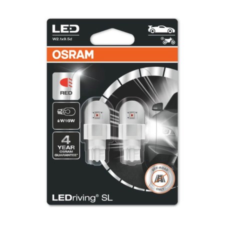 ΛΑΜΠΑ OSRAM LED W16W LEDriving SL Red Red 12V  2ΤΜΧ