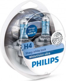 H4 PHILIPS 12V 60 / 55W P43t WhiteVision Ultra 4200K 2TMX + (2x W5W ΔΩΡΟ)